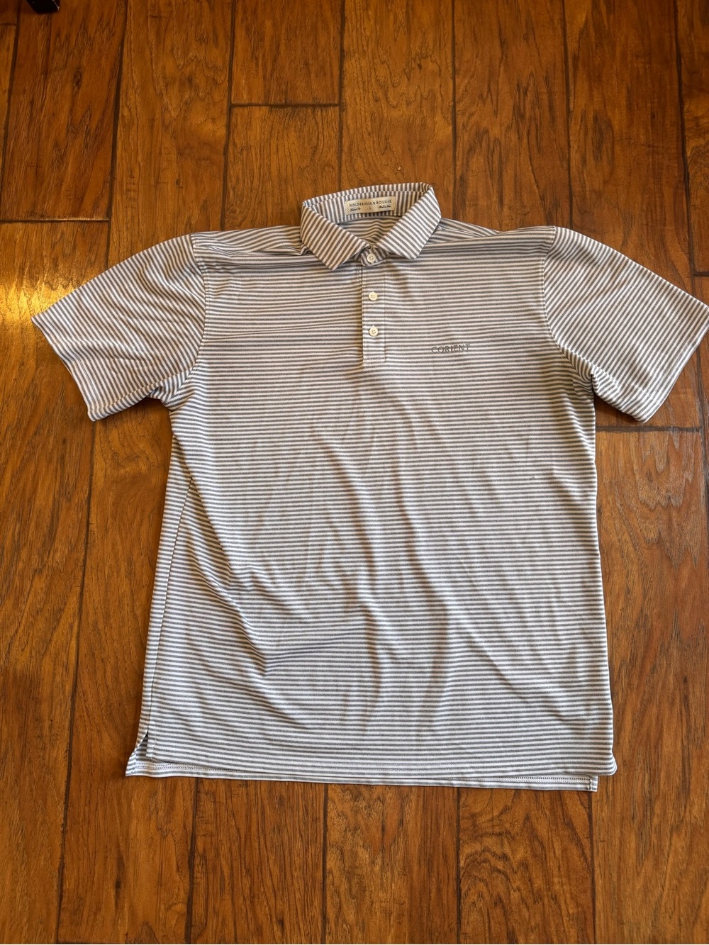 Holderness Bourne Striped Performance Golf Polo Large Gray White